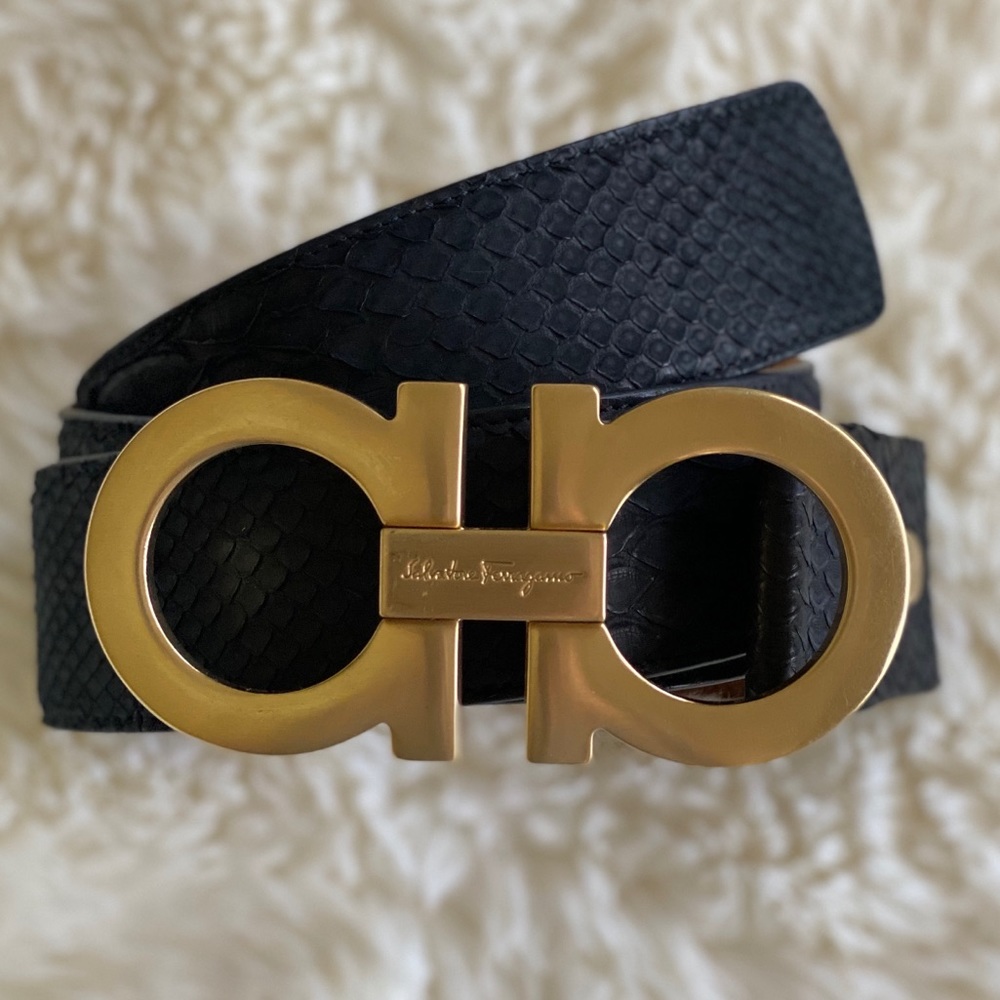 Salvatore Ferragamo Python Gancini Men’s Belt